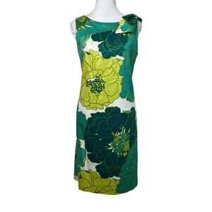 Ann Taylor Green Yellow Chartreuse Floral Shift Dress Size 6